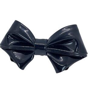 Shoe Clips 2 Black Patent Leather Bow Charm MCM Vintage Classic Design Accessory